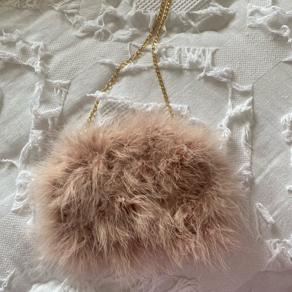 Dusty rose feathered purse